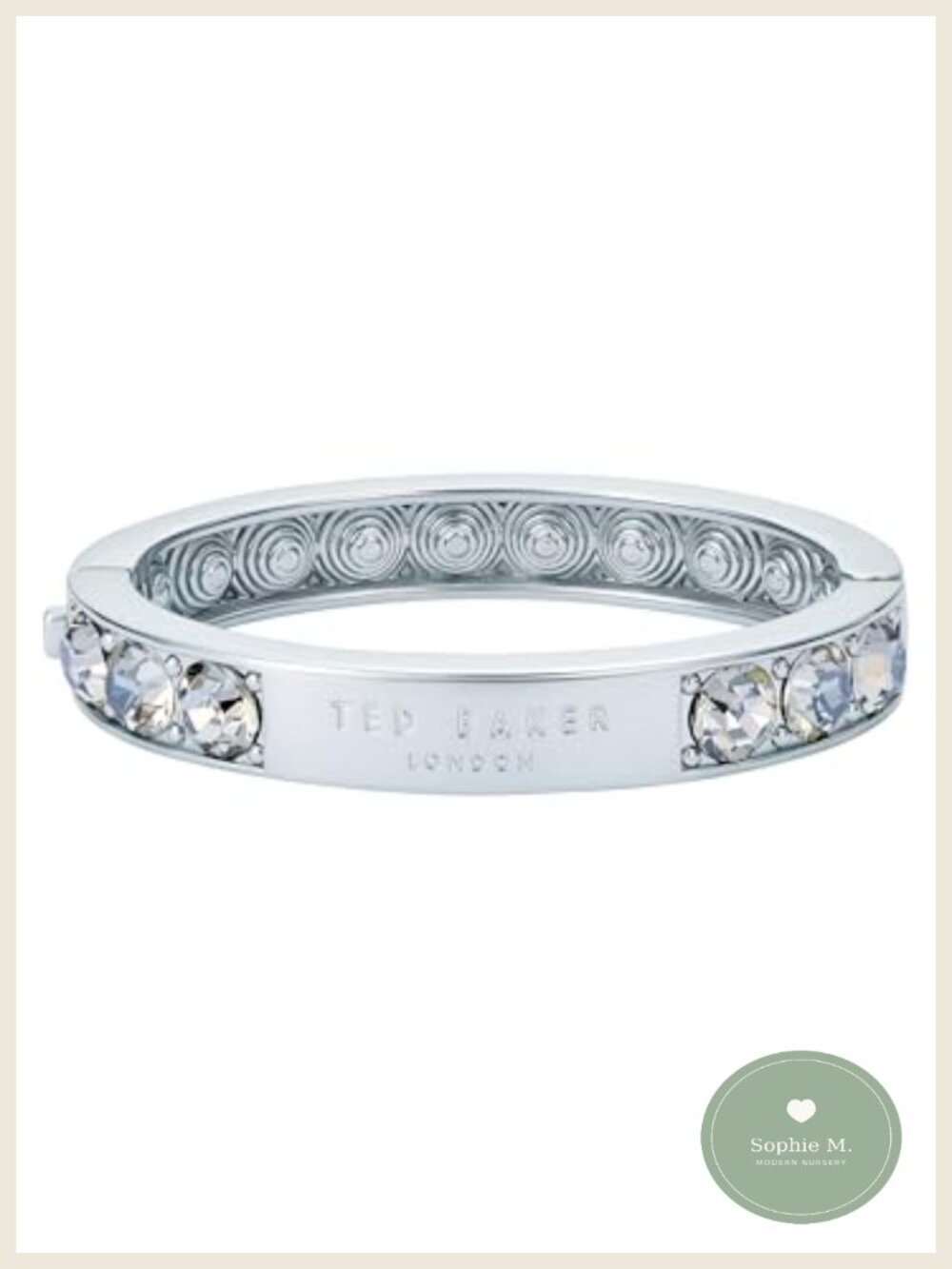 Silver Tone Crystal Hinged Bangle Bracelet